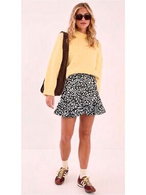 NWT Nasty Gal Leopard Print Ruffle Mini Skirt Size 6 in Black White